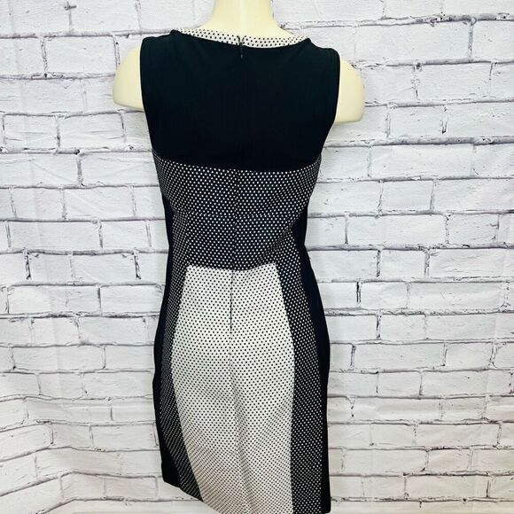 Yoana Baraschi Womens Black White Sheath Colorblock Polka Dots Midi Dress Size 2 - Picture 4 of 8